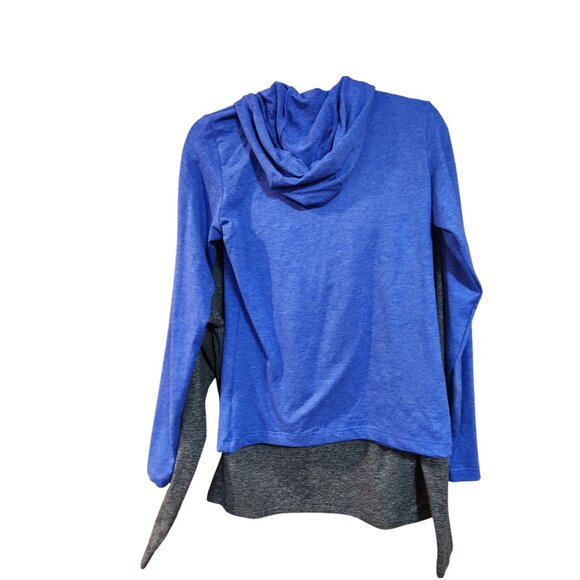 2 Avia Womens Long-Sleeve Hooded Lightweight Pullover Heather Gray & Blue Size X - Picture 3 of 3